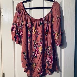 Off-The-Shoulder Floral Shirt